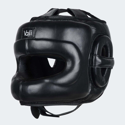 Lancer Leather Face Saver Headgear For Training Black | Vali#color_black