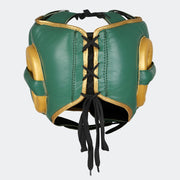 Lancer Leather Face Saver Headgear For Training Back Green | Vali#color_green