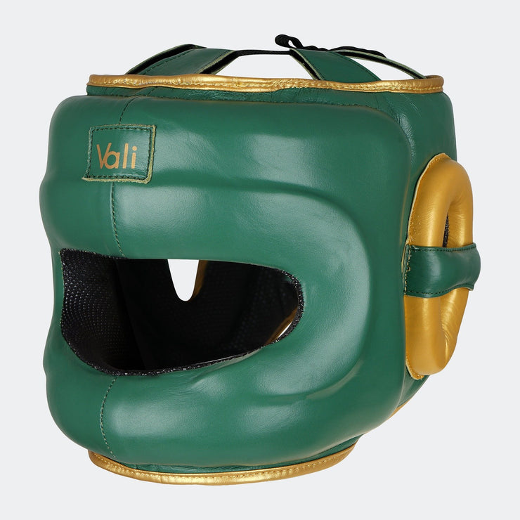 Lancer Leather Face Saver Headgear For Training Cover Green | Vali