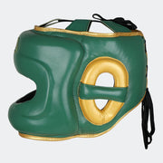 Lancer Leather Face Saver Headgear For Training Side Green | Vali#color_green