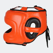 Lancer Leather Face Saver Headgear For Training Side Orange | Vali#color_orange