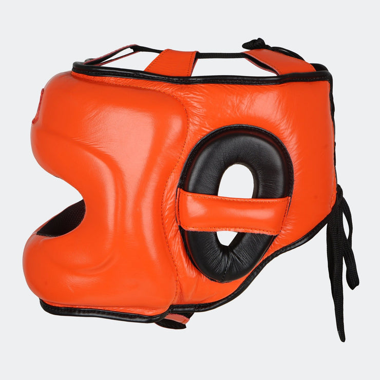 Lancer Leather Face Saver Headgear For Training Side Orange | Vali