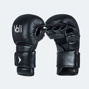 Lancer Leather Hybrid MMA Sparring Gloves Black Cover | Vali#color_black
