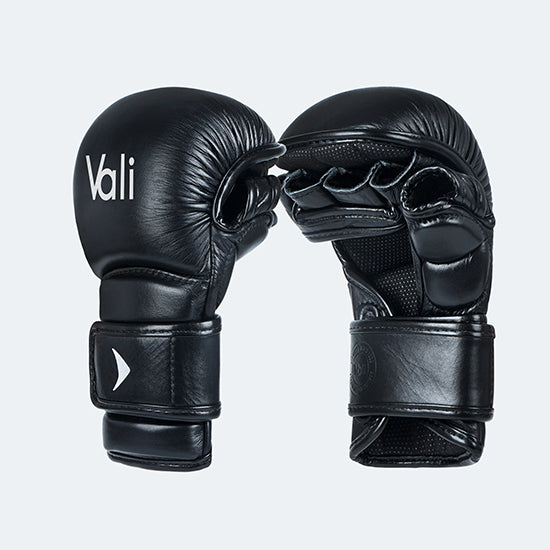 Lancer Leather Hybrid MMA Sparring Gloves Black Cover | Vali