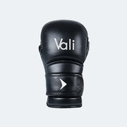 Lancer Leather Hybrid MMA Sparring Gloves Black Front | Vali#color_black