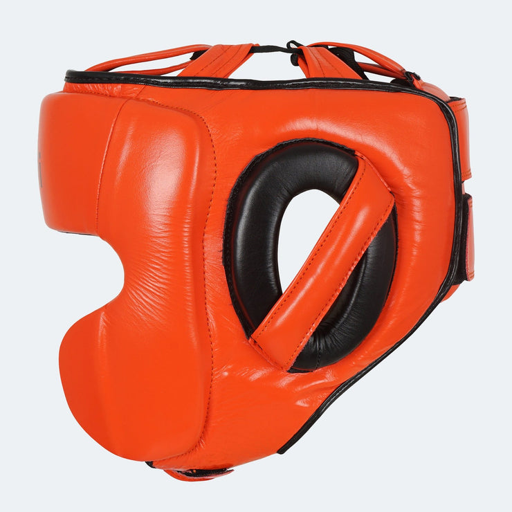 Lancer Leather Pro Boxing Headgear for Training Orange Side | Vali