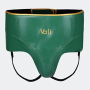 Lancer No-Foul Groin Protector In Leather Green Front | Vali#color_green