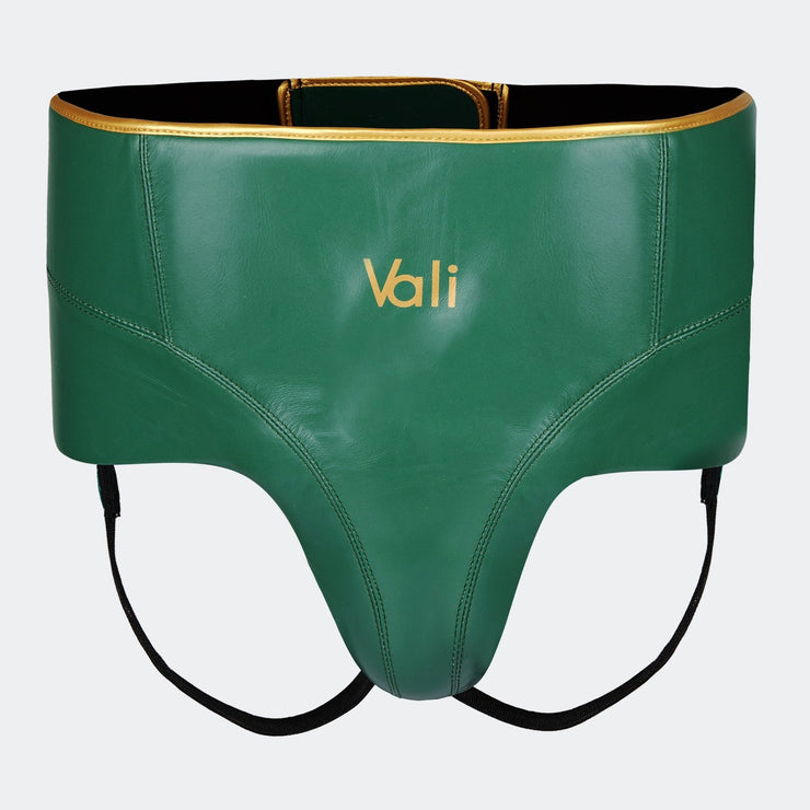Lancer No-Foul Groin Protector In Leather Green Front | Vali