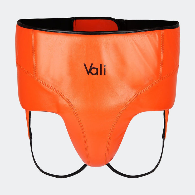 Lancer No-Foul Groin Protector In Leather Orange Front | Vali