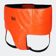 Lancer No-Foul Groin Protector In Leather Orange Side | Vali#color_orange