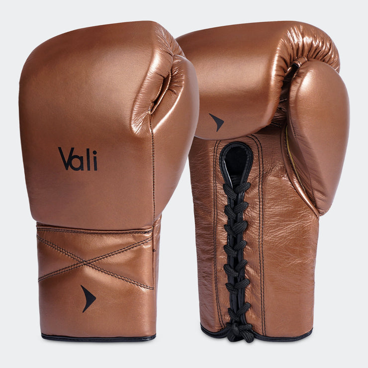 Lancer Leather Lace Up Boxing Gloves For Pros Green Cover | Vali