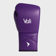 Lancer Leather Lace-Up Boxing Gloves For Pros Purple Front | Vali#color_purple