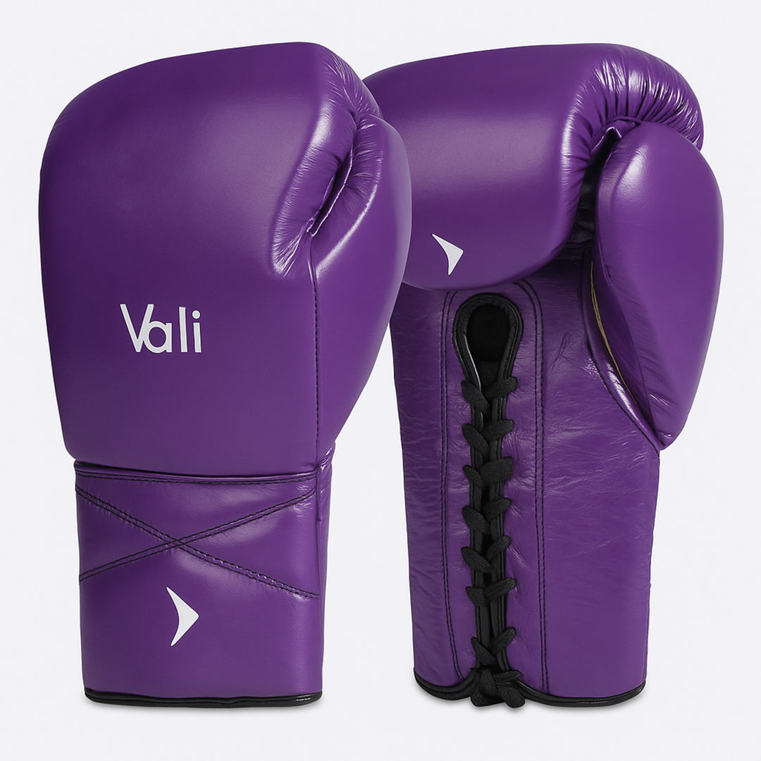 Lancer Leather Lace Up Boxing Gloves For Pros | Vali