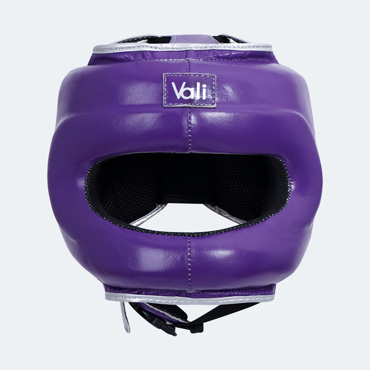 Lancer Leather Face Saver Headgear For Training Front Purple | Vali