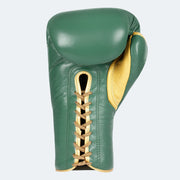 Lancer Leather Lace Up Boxing Gloves For Pros Green Back | Vali#color_green