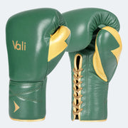 Lancer Leather Lace Up Boxing Gloves For Pros Green Cover | Vali#color_green