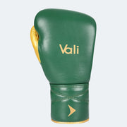 Lancer Leather Lace Up Boxing Gloves For Pros Green Front | Vali#color_green