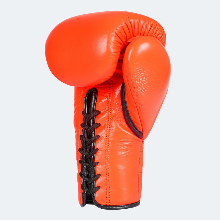 Lancer Leather Lace Up Boxing Gloves For Pros Orange Side | Vali
