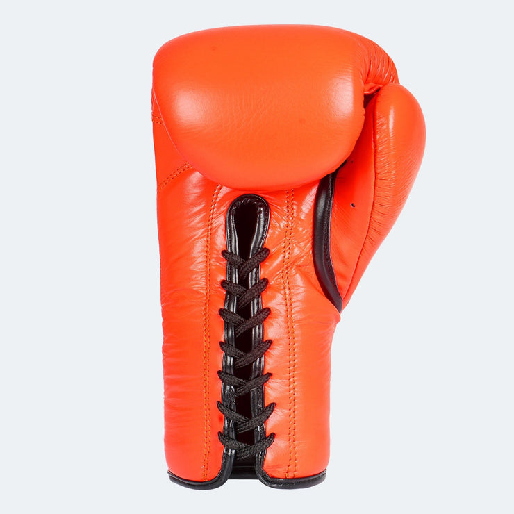 Lancer Leather Lace Up Boxing Gloves For Pros Orange Back | Vali