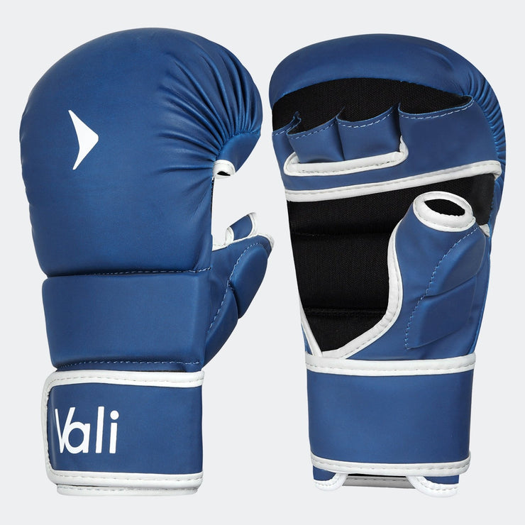 MMA Hybrid Gloves Sparring Grappling Shooter Bag Gloves Training Matte-Blue Cover | Vali
