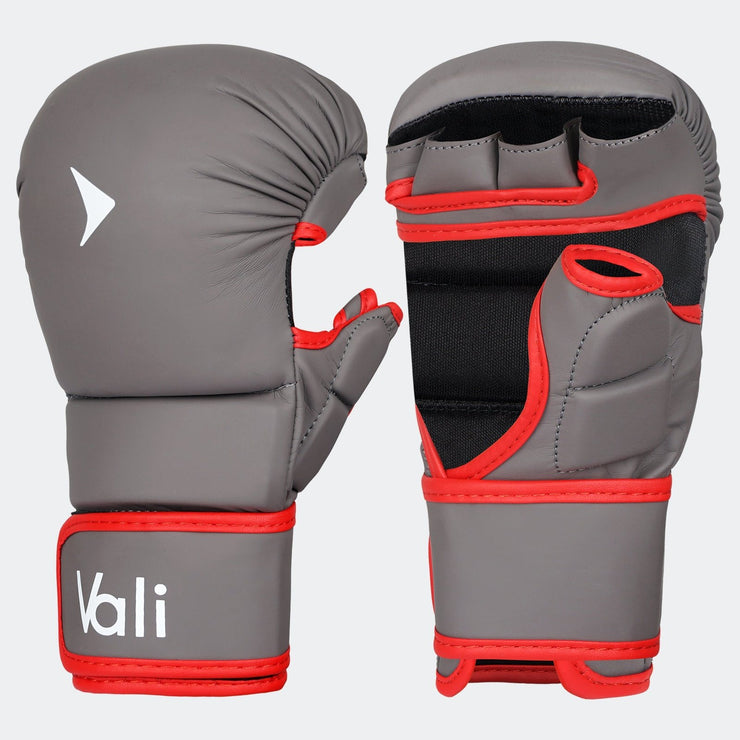 MMA Hybrid Gloves Sparring Grappling Shooter Bag Gloves Training Matte-Gray Cover | Vali