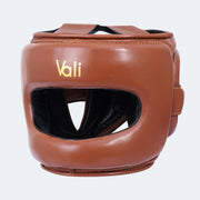 Sian Leather Face Saver Headgear For Training Brown | Vali#color_brown