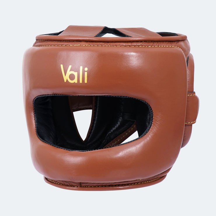 Sian Leather Face Saver Headgear For Training Brown | Vali