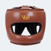 Sian Leather Face Saver Headgear For Training Brown Front | Vali#color_brown