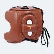 Sian Leather Face Saver Headgear For Training Brown Side | Vali#color_brown