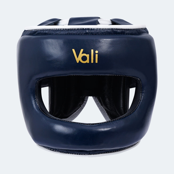 Sian Leather Face Saver Headgear For Training Navy Front | Vali