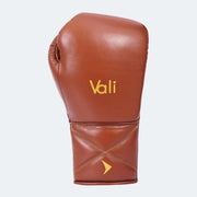 Sian Leather Lace Up Boxing Gloves For Pros Front Orange | Vali#color_brown