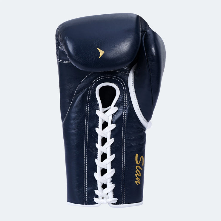 Sian Leather Lace Up Boxing Gloves For Pros Back Navy | Vali