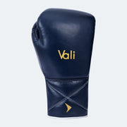 Sian Leather Lace Up Boxing Gloves For Pros Front Navy | Vali#color_navy
