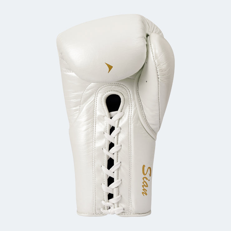 Sian Leather Lace Up Boxing Gloves For Pros Back White | Vali