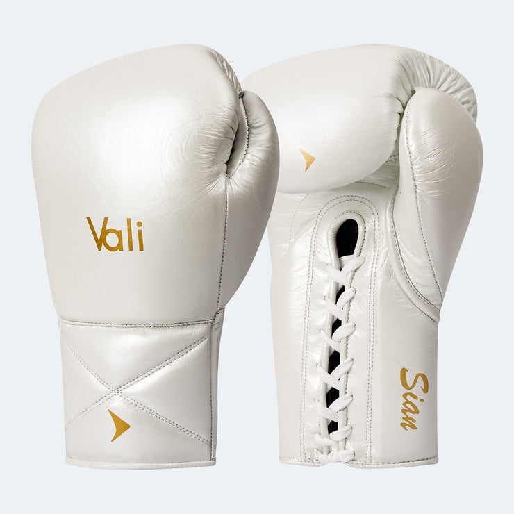 Sian Leather Lace Up Boxing Gloves For Pros Cover White | Vali