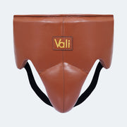 Sian No-Foul Groin Protector In Leather Brown Front | Vali#color_brown