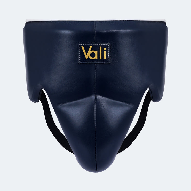 Sian No-Foul Groin Protector In Leather Navy Front | Vali