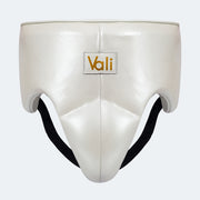Sian No-Foul Groin Protector In Leather White Front | Vali#color_white
