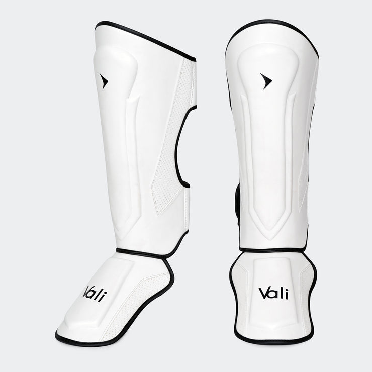 Shin Guards Instep MMA Kickboxing Muay Thai Slip On kick leg protector white