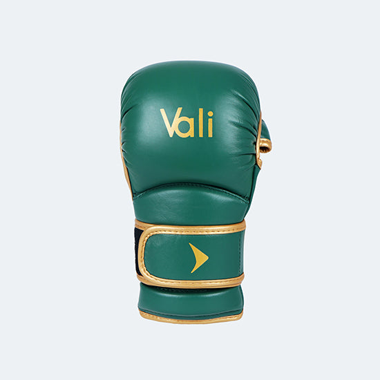 Lancer Leather Hybrid MMA Sparring Gloves Green Front | Vali