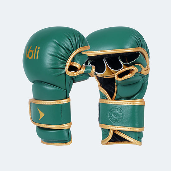 Lancer Leather Hybrid MMA Sparring Gloves Green Cover | Vali
