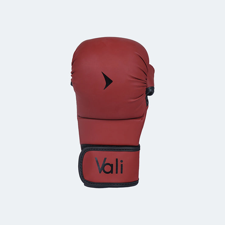MMA Hybrid Gloves Sparring Grappling Shooter Bag Gloves Training Red Front | Vali