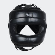 Lancer Leather Face Saver Headgear For Training Front Black | Vali#color_black