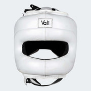 Lancer Leather Face Saver Headgear For Training Front White | Vali#color_white
