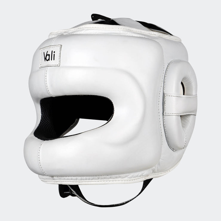 Lancer Leather Face Saver Headgear For Training Side White | Vali