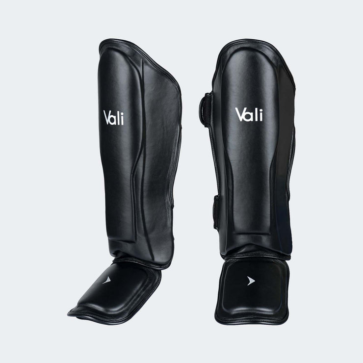 Lancer Leather Shin Guards Instep For Muay Thai Black Cover | Vali