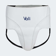 Lancer No-Foul Groin Protector In Leather White Front | Vali#color_white
