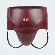Lancer No-Foul Groin Protector In Leather red Front | Vali#color_red