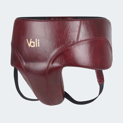Lancer No-Foul Groin Protector In Leather Red Side | Vali#color_red