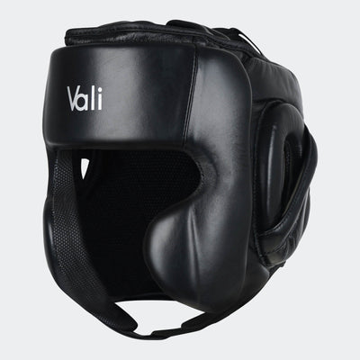 Lancer Leather Pro Boxing Headgear for Training Black Cover | Vali#color_black